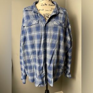 Columbia Mens 2xl 50” chest L/S Button-Front blue plaidVented Fishing